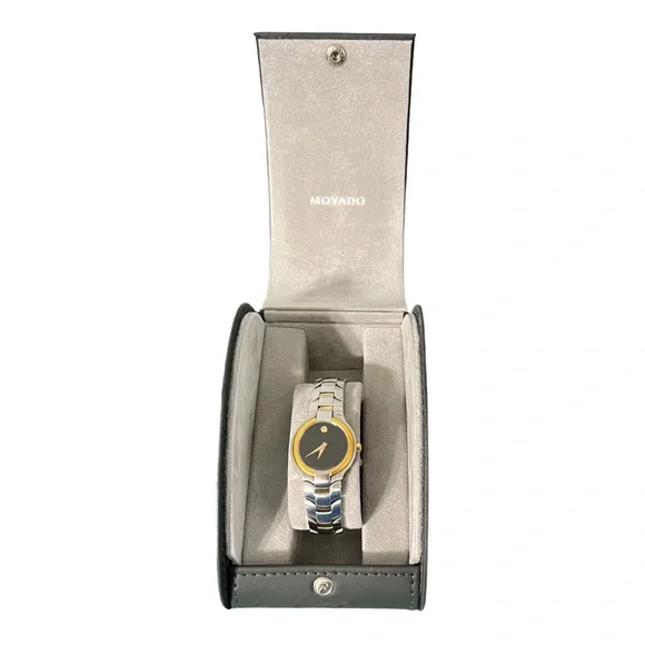 Movado | Museum Classic steel & gold watch Dial Black Museum With Concave Dot Movado Museum Classic Black Dial Gold-Tone Stainless Steel  main image 2